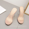 2019 Summer Shoes for Girls Clear PVC Transparent Block High Heels Slippers Fashion Sandals For Woman